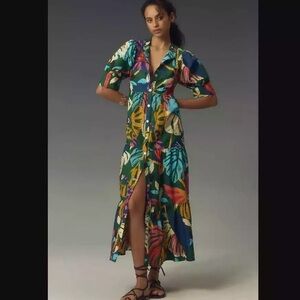 NWT Farm Rio Anthropologie Tropical Shirt Dress X-Large